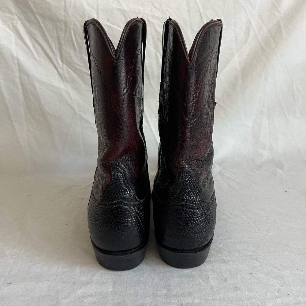 Lucchese Black Cherry Leather Boots Western Cowboy Made In USA Men Size 10.5 - Picture 5 of 16
